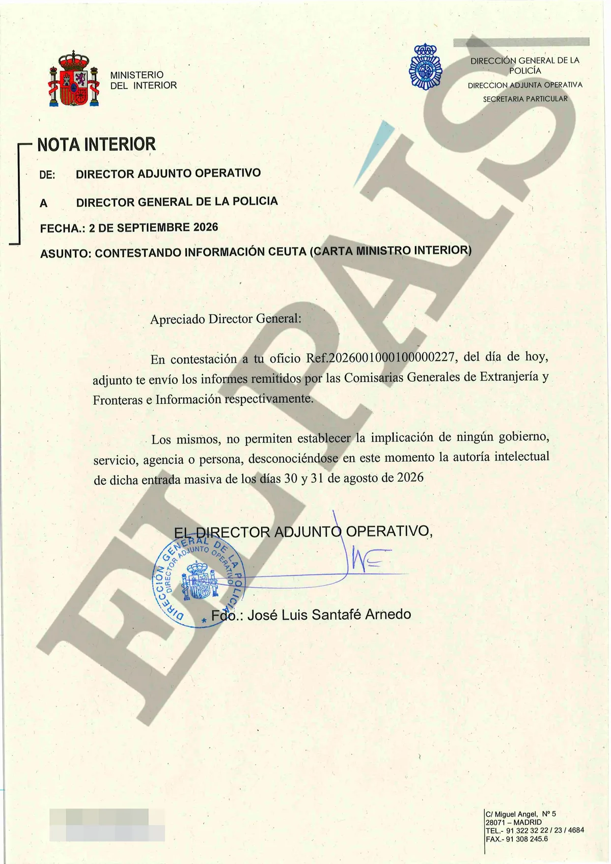 Tres escritos de mandos policiales a Interior aseguran que ningún informe atribuye “la autoría del asalto a Ceuta a ningún gobierno”