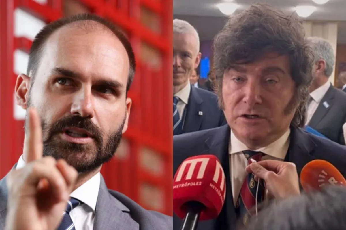 Eduardo Bolsonaro e Milei são convidados para mesmo evento nos EUA nesta 4ª