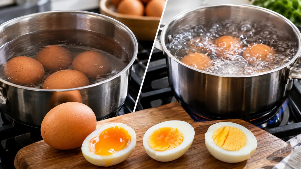 Cozinhar ovos com água fria não tem o mesmo resultado quando cozinhado com a água já fervendo: qual é a diferença