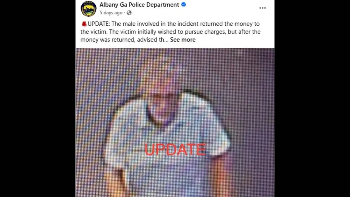 Albany Police Department issues BOLO for a man who picked $30 from the floor while shopping at Walmart; faces backlash, says no charges will be filed