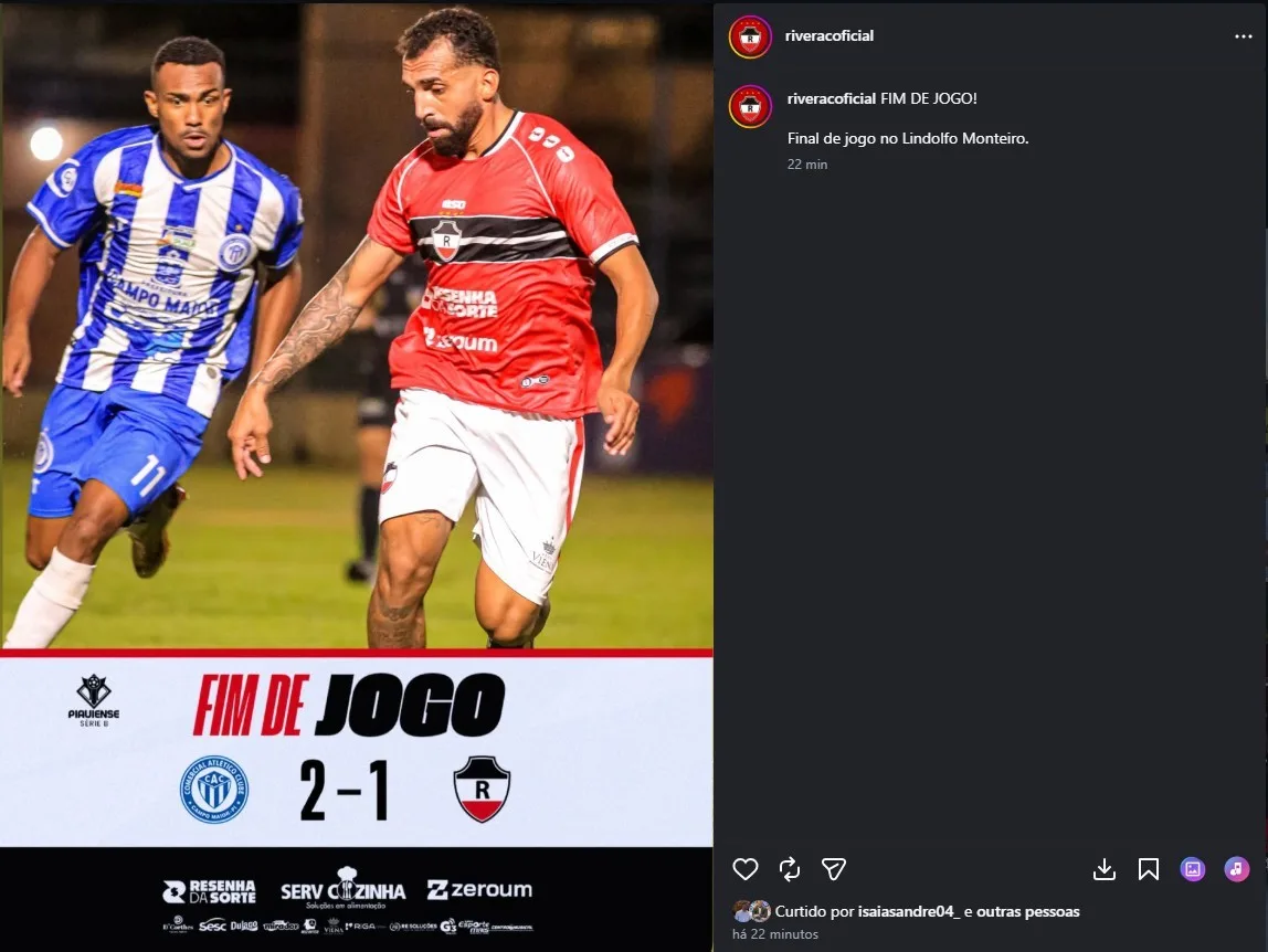 Torcida do River-PI protesta na web após nova derrota na Segundona
