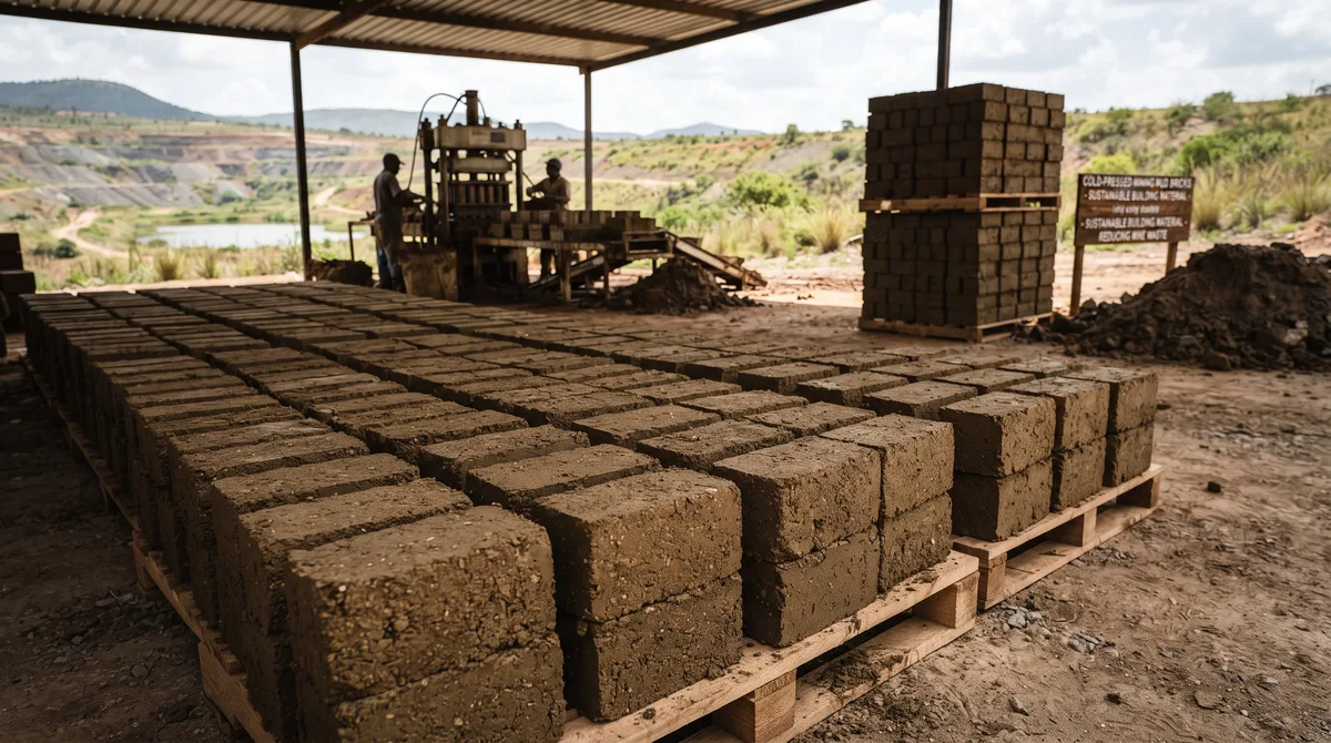 A lama tóxica e destrutiva retirada de barragens de mineração ganha nova vida e é prensada a frio para criar tijolos ecológicos ultrarresistentes que erguem vilas inteiras