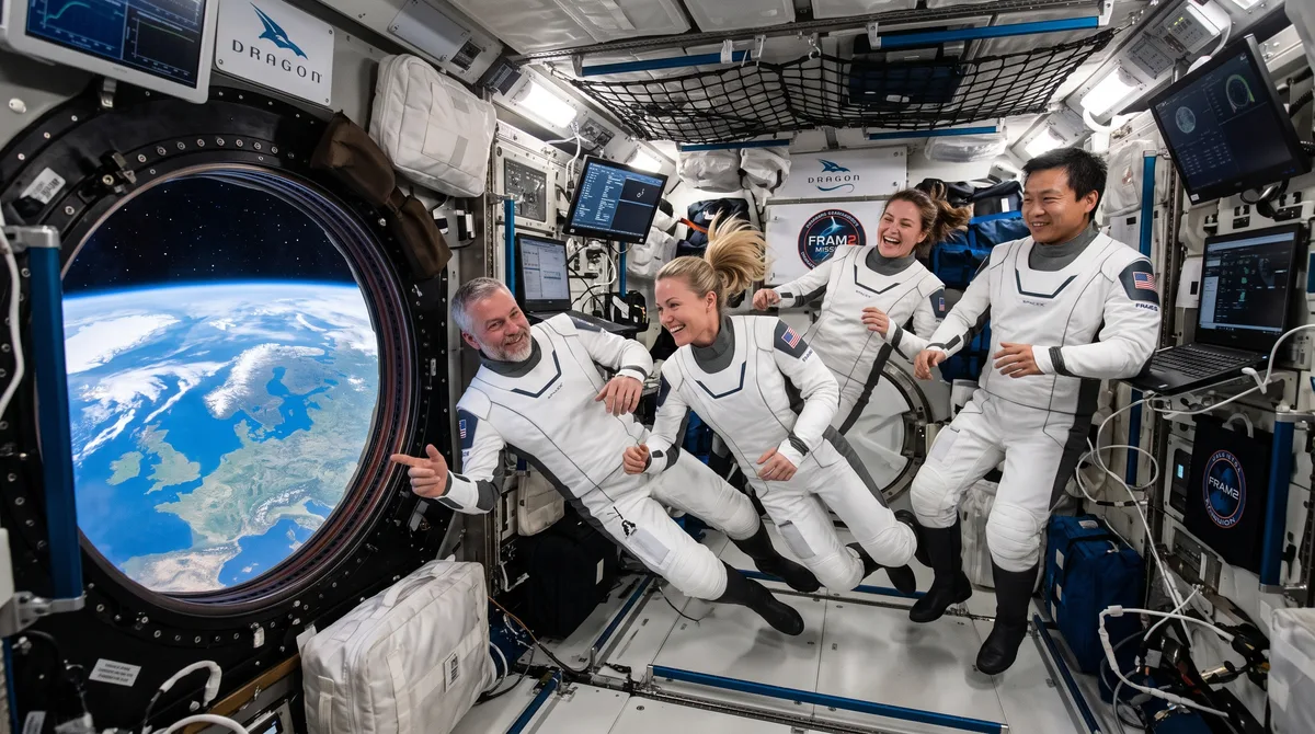 Em abril de 2025, quatro astronautas privados a bordo da missão Fram2, da SpaceX, tornaram-se os primeiros seres humanos a orbitar a Terra em uma verdadeira órbita polar