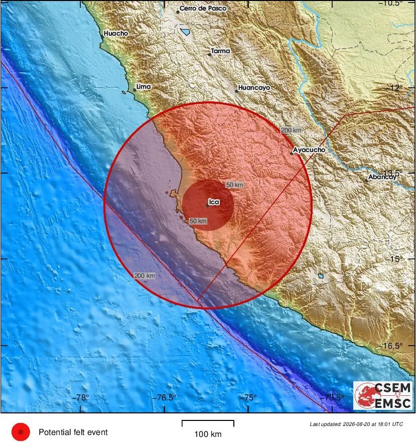 Terremoto de magnitude 7,2 atinge região sul do Peru
