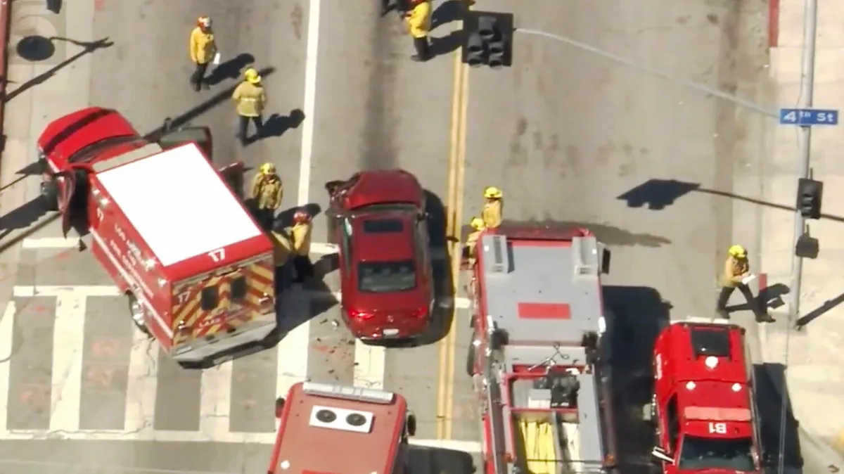Crash involving L.A. Fire Department vehicle sends 7 to hospital