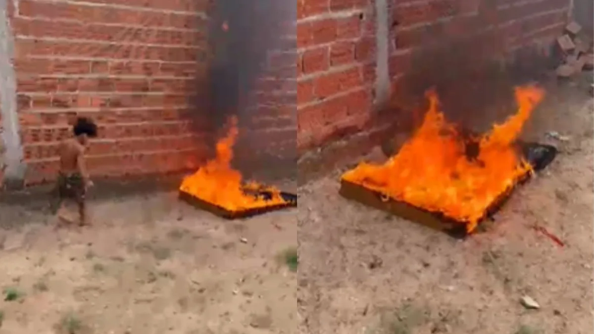 VÍDEO: menino de 5 anos viraliza ao incendiar colchão em Teresina: 'Gosta de brincar com fogo', diz pai