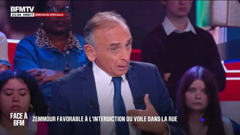 Interdiction du voile et de la kippa? "Dans l'espace public oui", répond Éric Zemmour, président de Reconquête