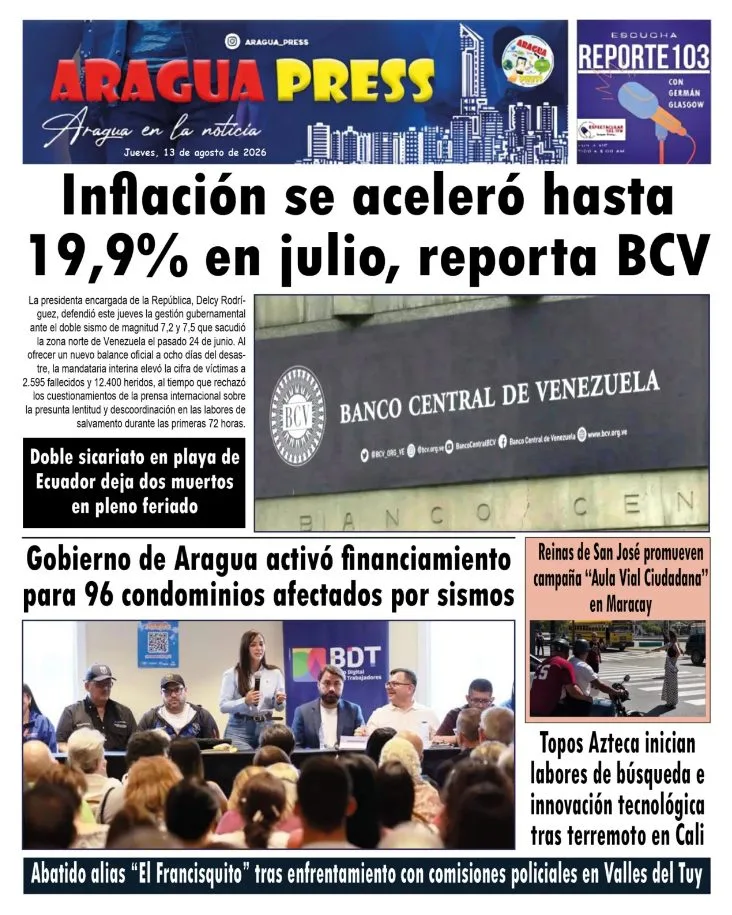 Portadas de este jueves 13 de agosto de 2026