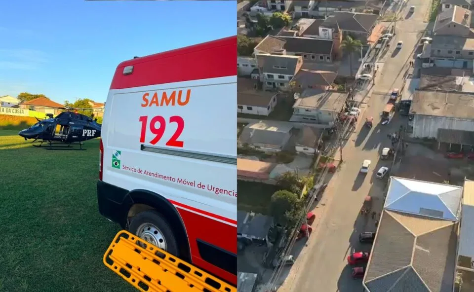 Mulher é baleada pelo ex-namorado em baile e resgatada de helicóptero em Itaperuçu; suspeito fugiu