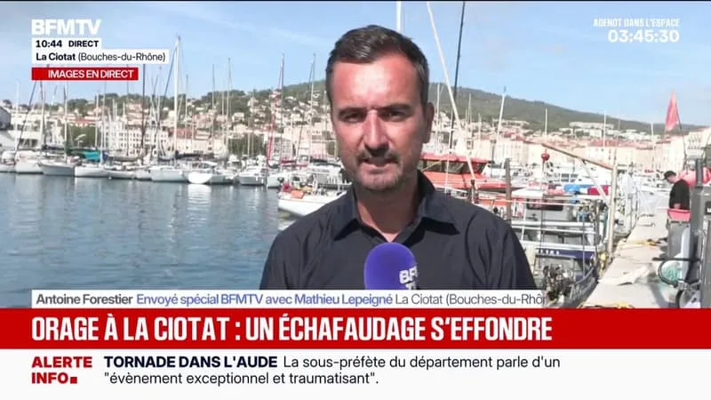 Orages: un échafaudage s'effondre à La Ciotat