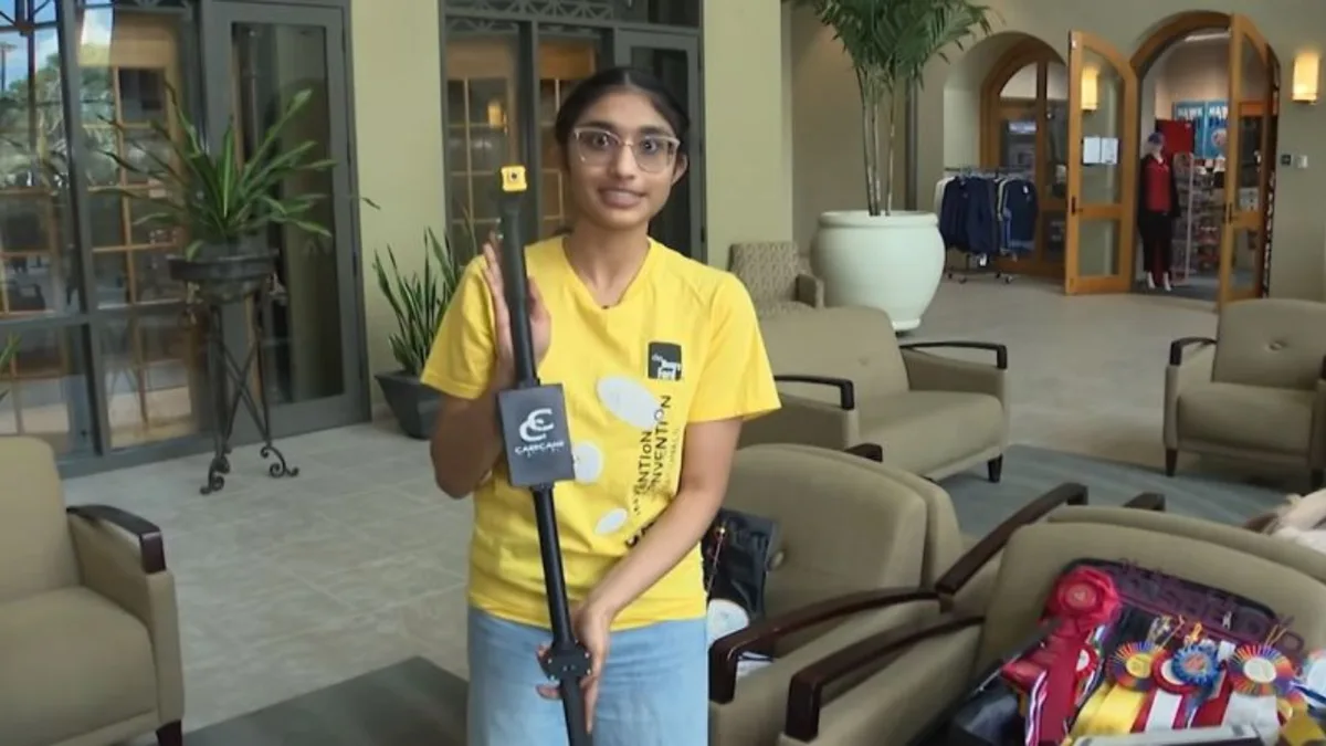 Teen builds AI-powered cane that describes surroundings and can call for help