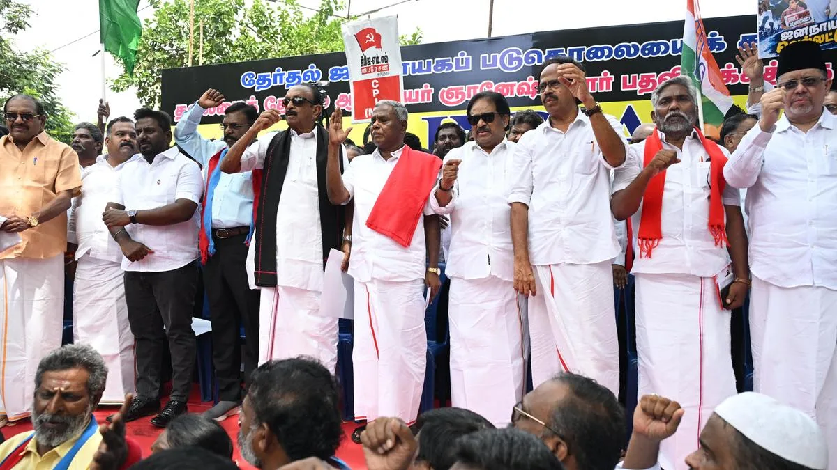 INDIA bloc leaders in Tamil Nadu stage protest against SIR, seek CEC’s resignation