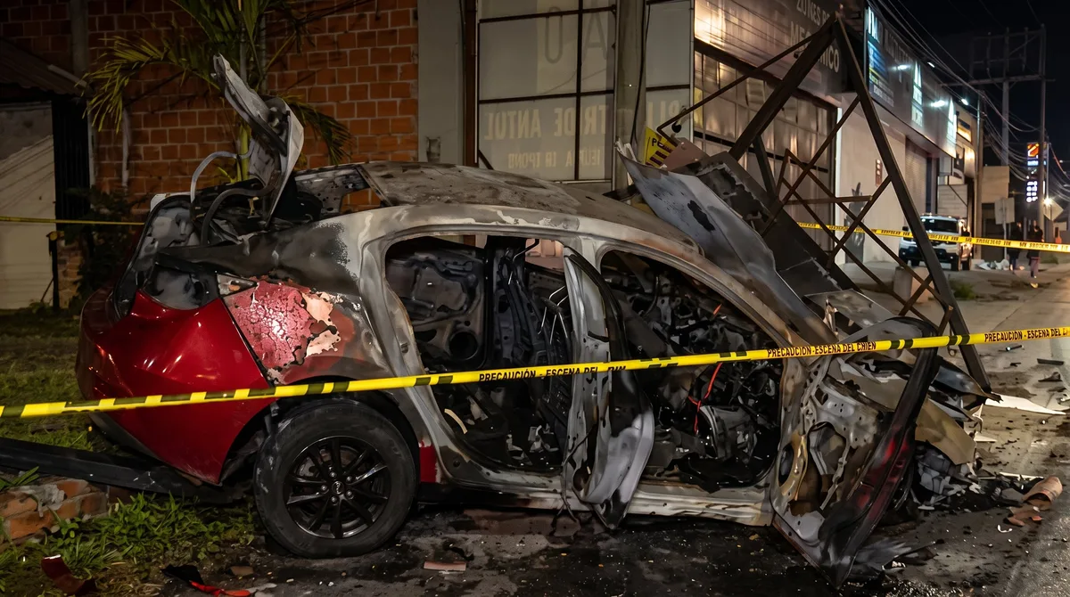 Atentado sicarial contra un comerciante produjo un grave accidente en la vía entre Piedecuesta y Floridablanca