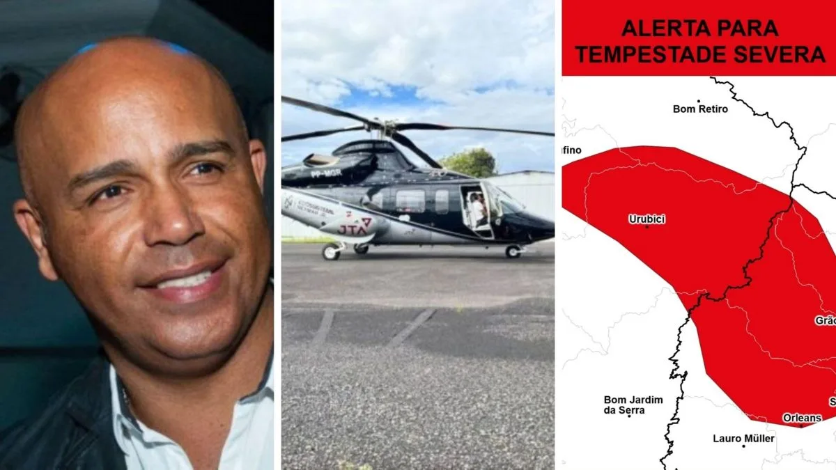 Região onde foi registrado último sinal do helicóptero que desapareceu com Rick, da dupla com Renner, e empresário teve alerta vermelho para tempestades severas
