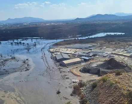 WATCH | Brits mine dam wall collapse damages railway and power lines, pollutes river