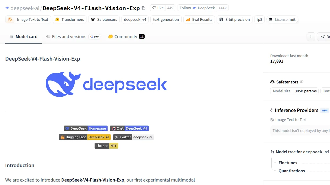 DeepSeekが画像認識に対応した「DeepSeek-V4-Flash-Vision-Exp」をオープンモデルとして公開、画像認識を含むタスクでClaude Opus 4.8と同等の性能