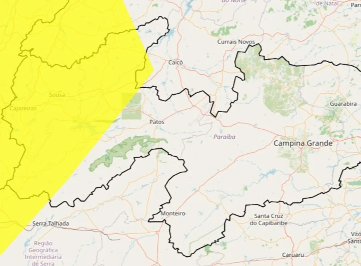 Inmet renova alerta de baixa umidade do ar em mais de 60 cidades da PB