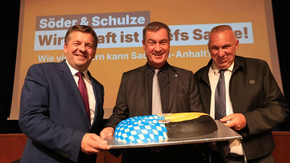 Landtagswahl Sachsen-Anhalt: Söder unterstützt Sven Schulze und lobt Wirtschaftskompetenz