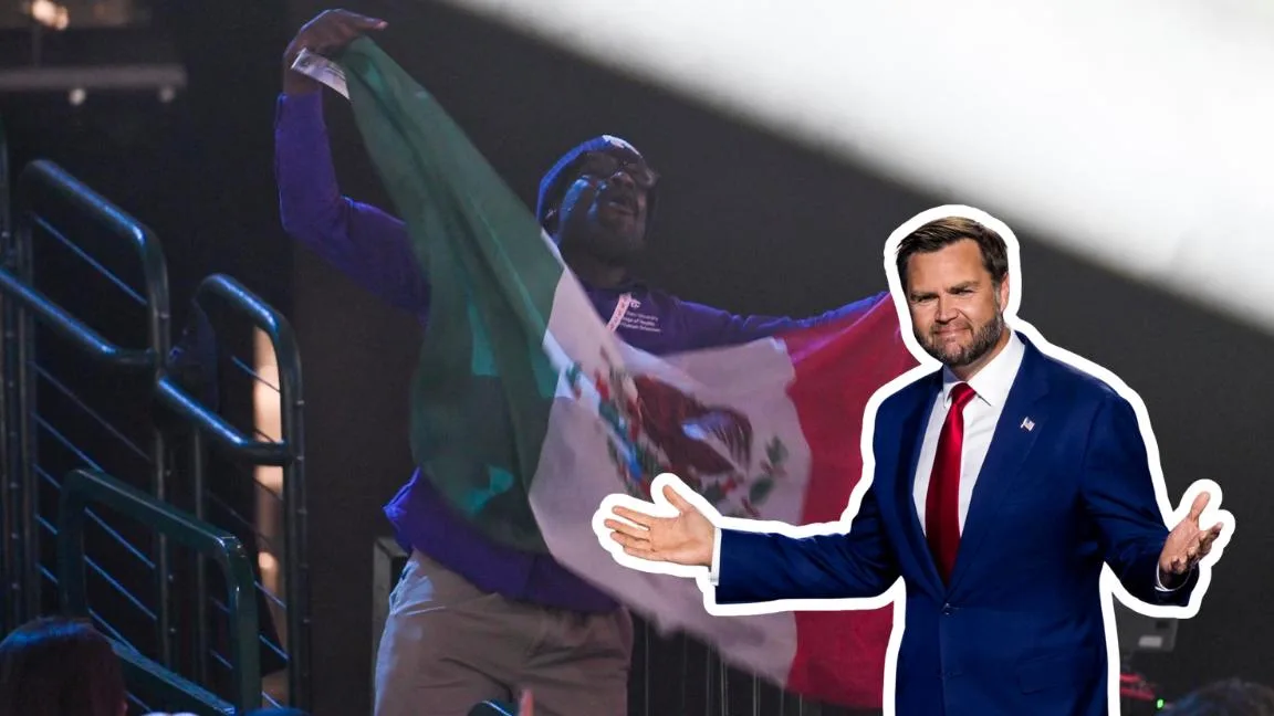 “Si tanto te gusta México, vete”: JD Vance se lanza contra manifestante con bandera mexicana