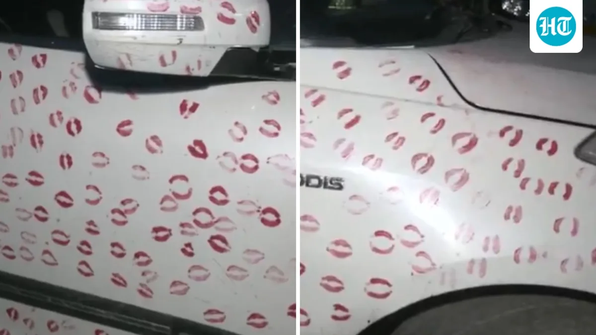 Girlfriend leaves 3,400 kiss marks on car. Gwalior cops make man wipe them off, fine him ₹5,500