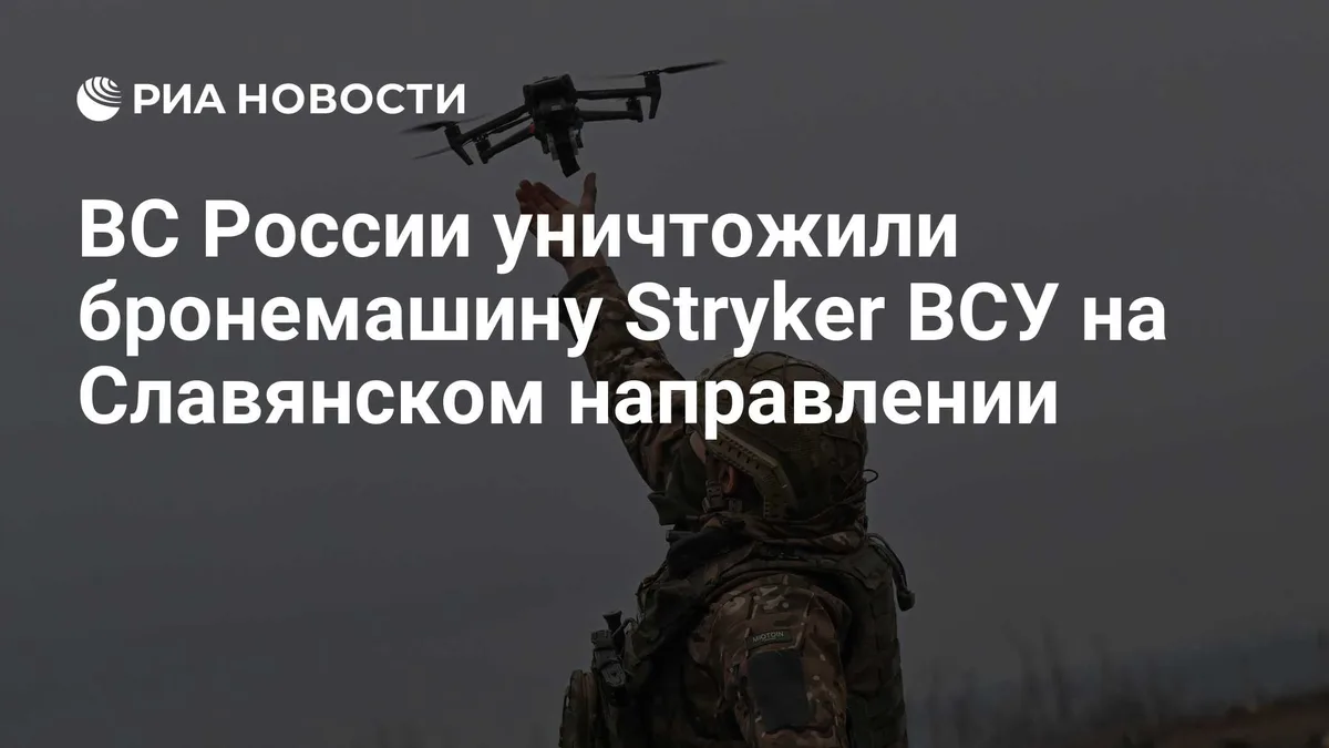 ВС России уничтожили бронемашину Stryker ВСУ на Славянском направлении