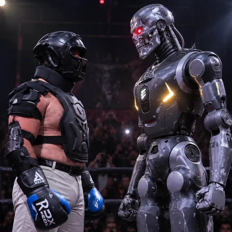 Actualité : Premier combat officiel entre un homme et un robot : le Terminator T800 d'EngineAI n'a eu aucune pitié