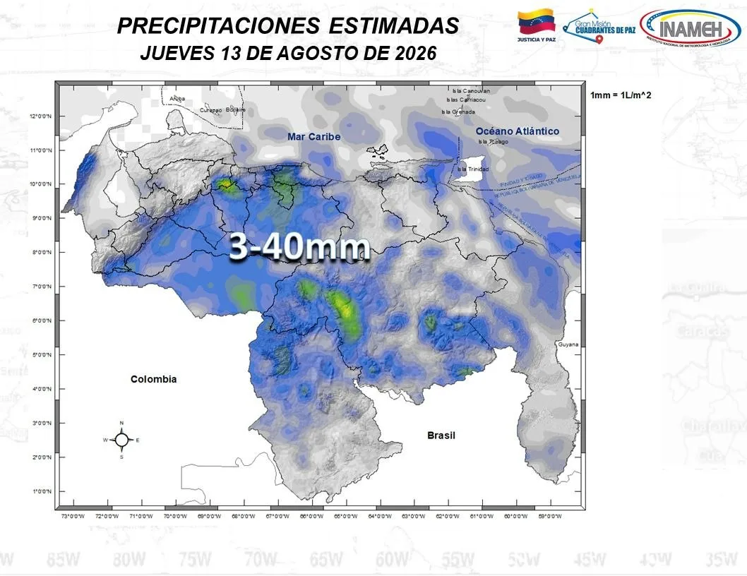 Inameh mantiene alerta meteorológica por lluvias y actividad eléctrica en varias zonas del país este #13Ago
