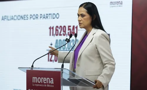 Tenemos 12 millones de afiliados a Morena, celebra Montiel; defiende trabajo de Luisa Alcalde y Andy López