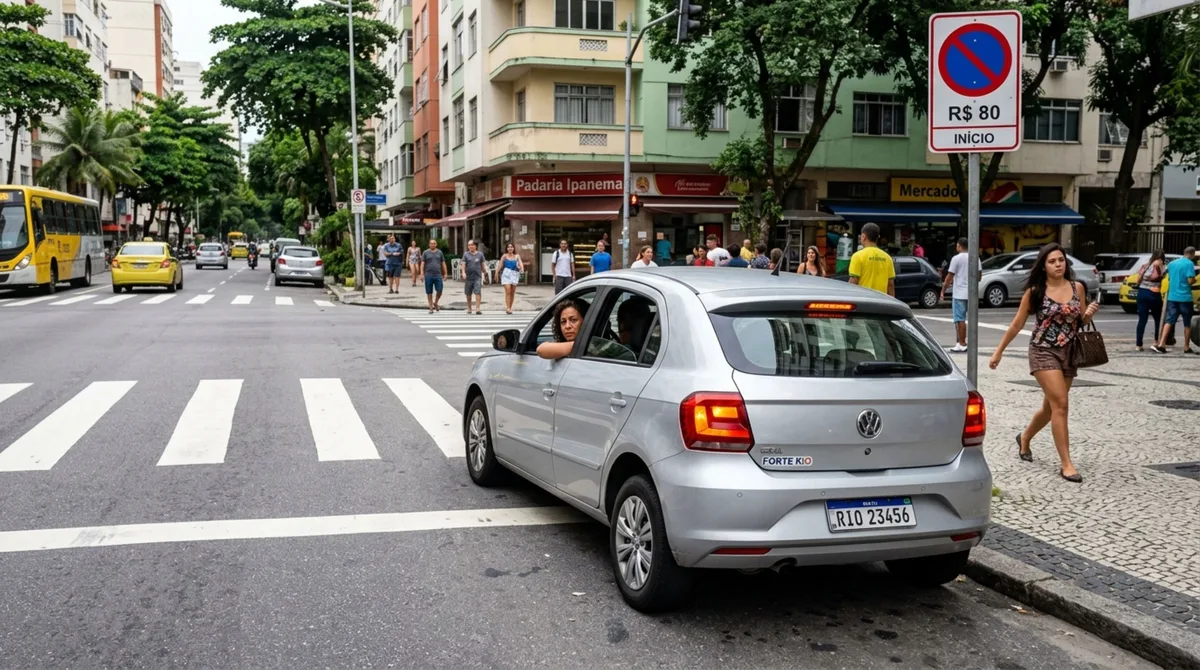 Motorista liga pisca-alerta para esperar passageiro por alguns minutos e descobre que sinal não autoriza parar onde quiser
