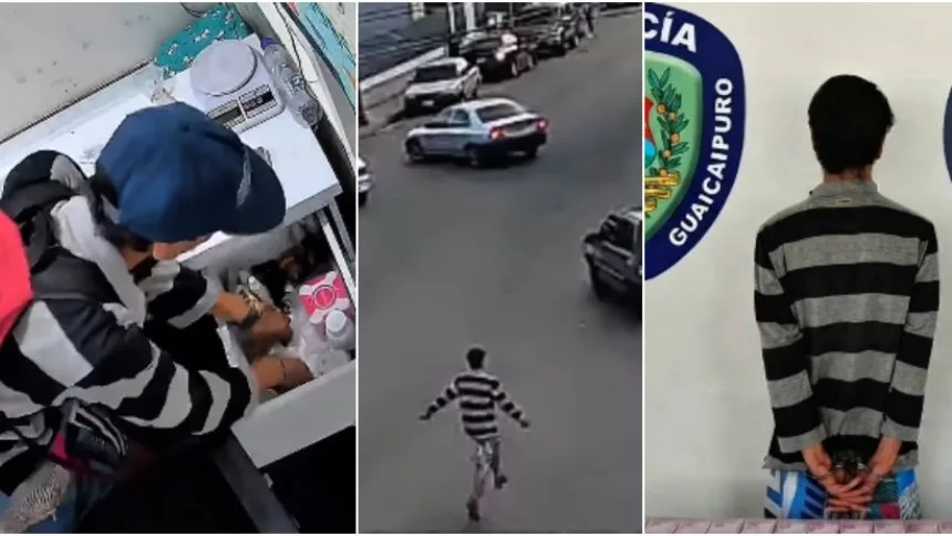 Cámaras de seguridad lo captaron robando en Los Teques y su peculiar manera de vestir ayudó a las autoridades a localizarlo