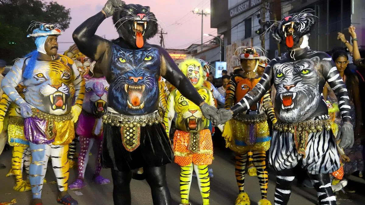 Keralam’s Thrissur goes wild as ‘tigers’ take the streets for Pulikkali