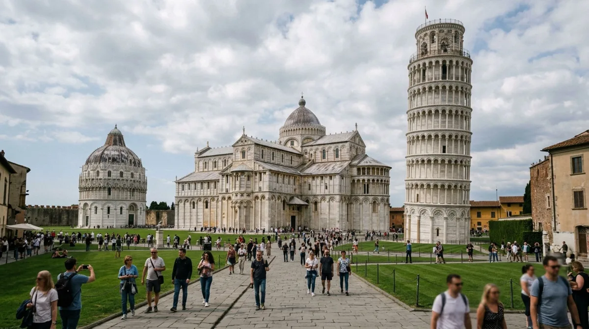 A torre medieval construída sobre terreno instável que começou a inclinar ainda durante as primeiras etapas de sua construção