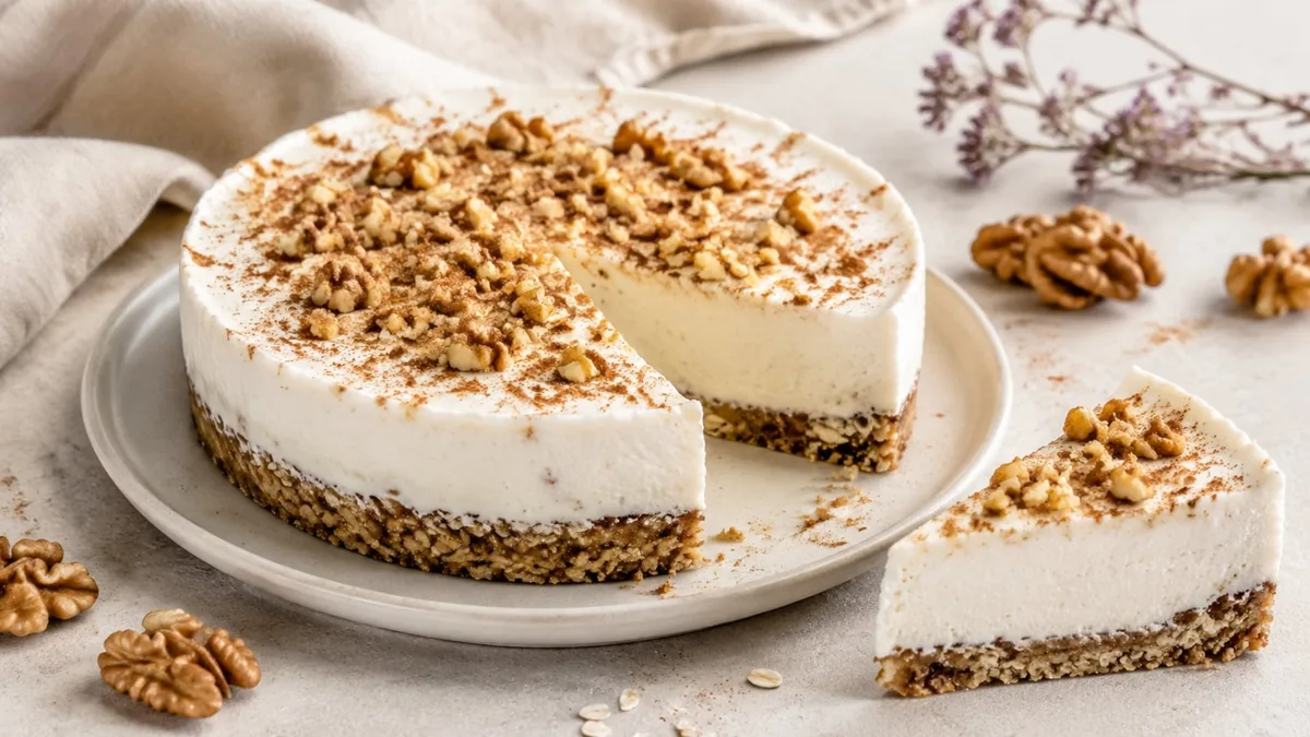 Pay de nuez saludable y sin horno: receta fácil con avena y yogur griego
