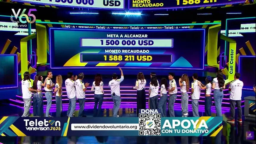 ¡Meta superada! El Teletón Venevisión 2026 «Unidos por Venezuela» logró recaudar más de 1.500.000 dólares