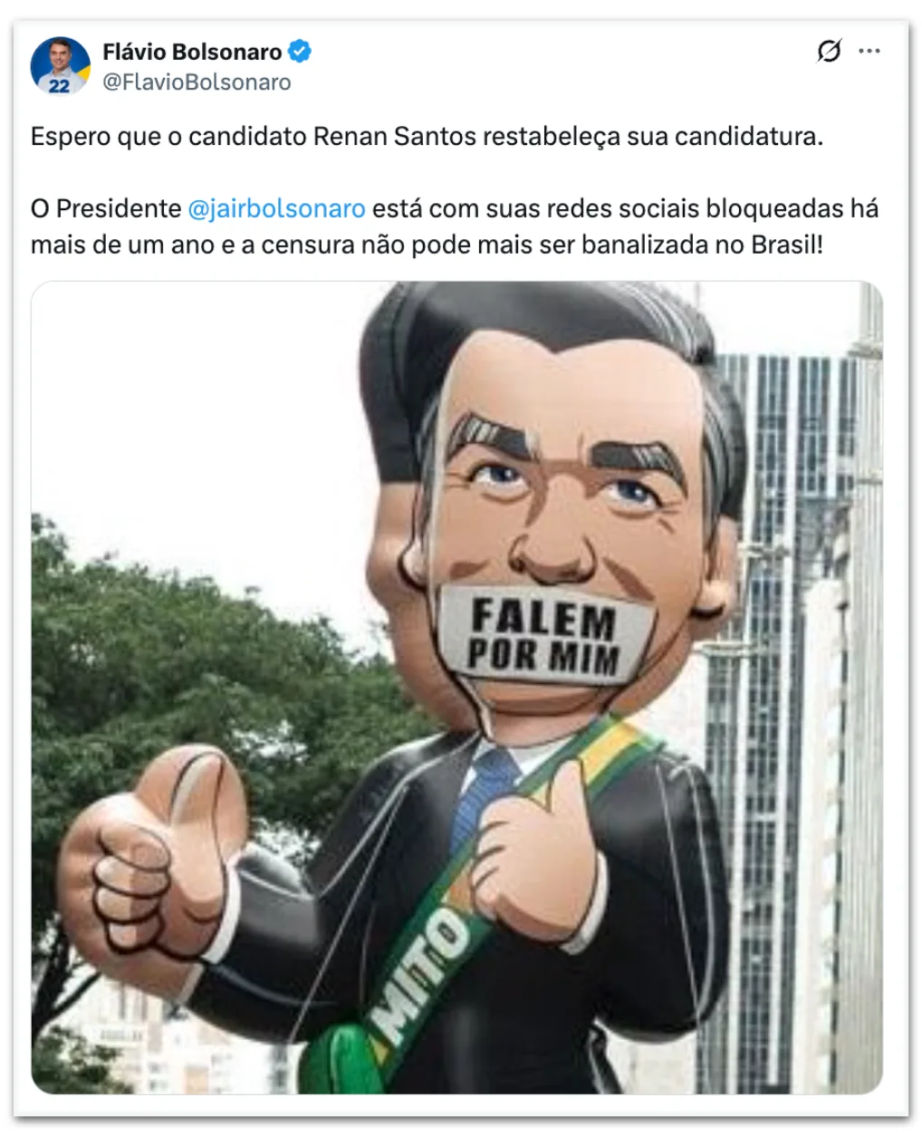 Flávio cita “censura” a Bolsonaro ao defender Renan de decisão do TSE