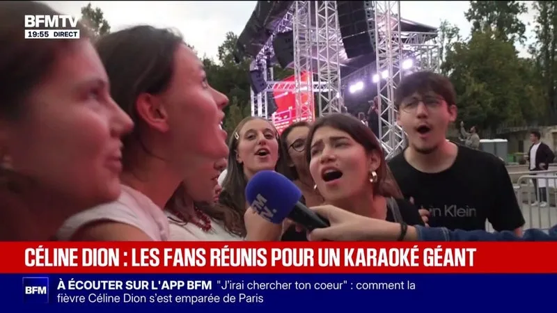 Plus de 5.000 fans de Céline Dion rassemblés à Paris pour un karaoké géant
