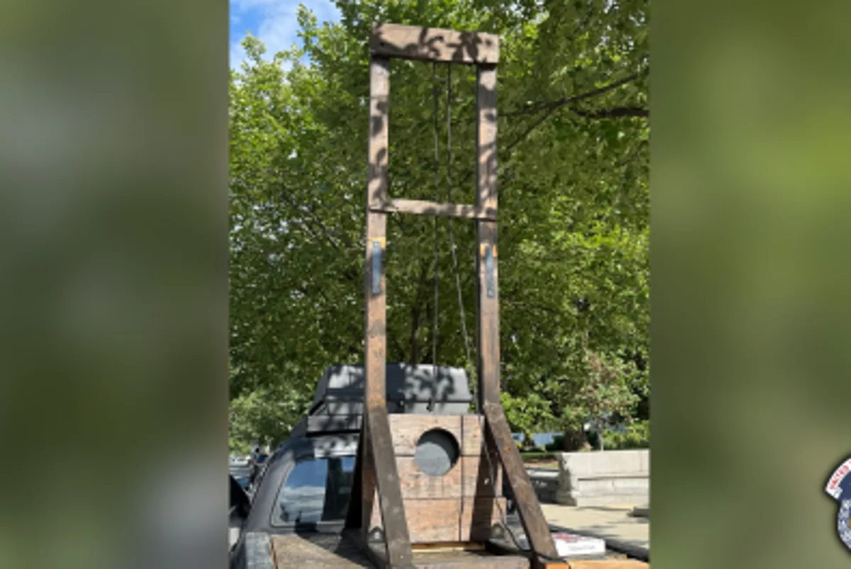 Man arrested after driving guillotine across US over anger at Trump and Newsom