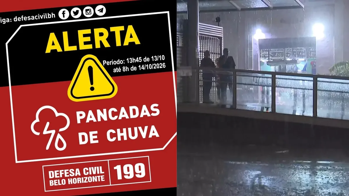 Defesa Civil emite alerta de chuva com raios e ventos de 50 km/h em BH