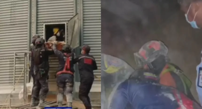EN VIDEO: Trabajador murió tras caer en silo de maíz en Cojedes, dos compañeros lograron salir con vida