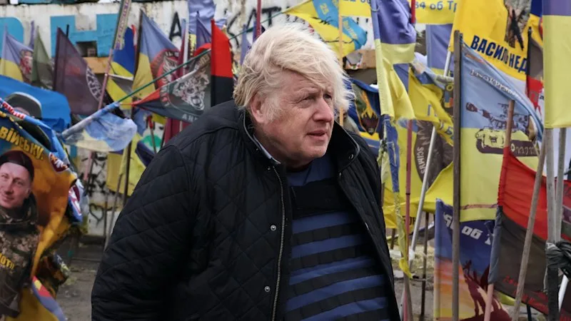 Boris Johnson’s train had just passed a Ukrainian station. Moments later, a Russian drone struck