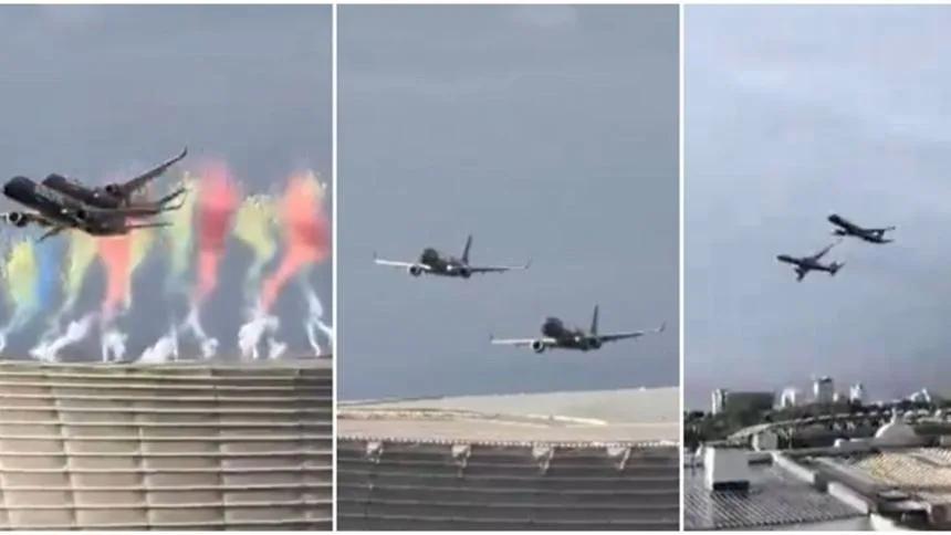 VIDEO: Dos aviones hicieron respirar profundo a los asistentes en ceremonia previa a un partido de rugby en Sudáfrica