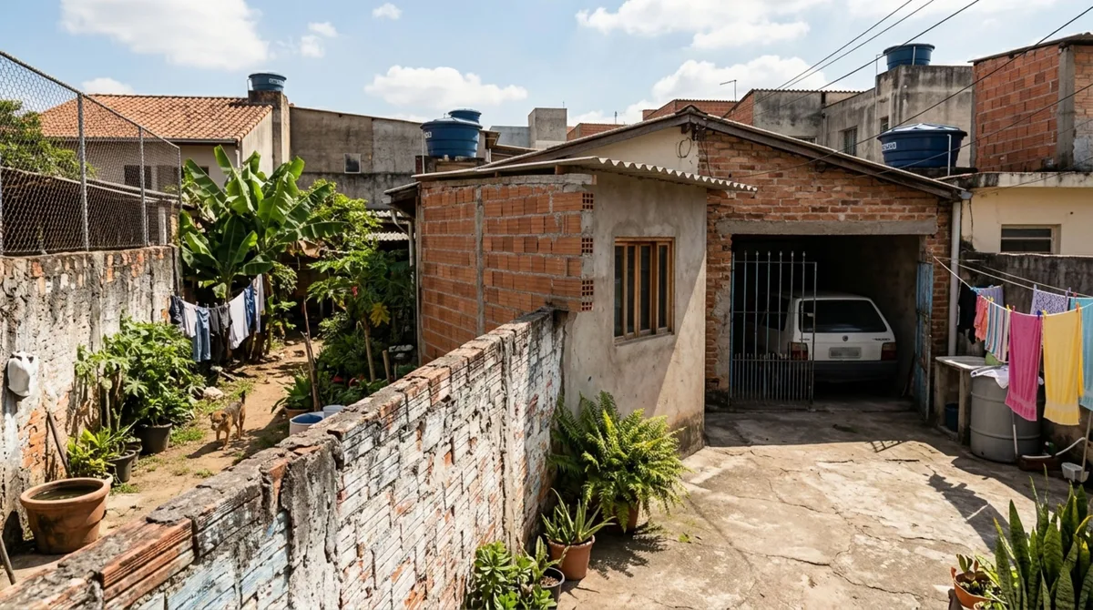 Família compra casa com quintal grande, constrói garagem e edícula e ao contratar topógrafo descobre que parte das obras avançou sobre o terreno vizinho
