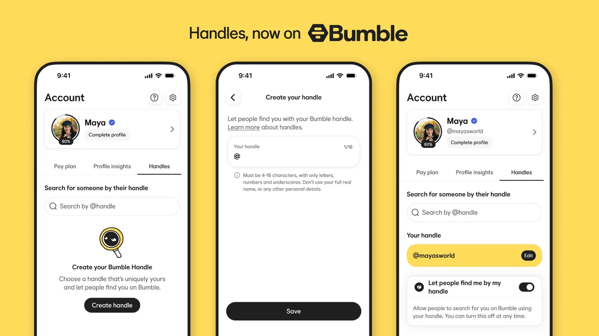 Bumble adds social media-esque handles