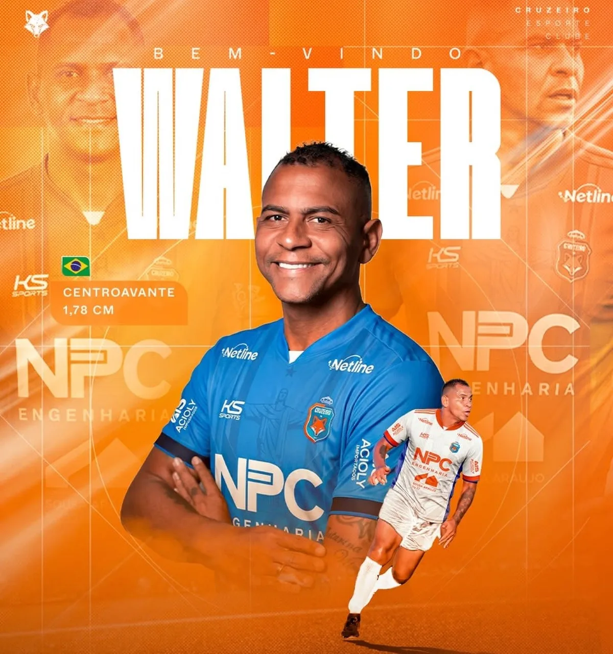 Clube da 2ª divisão do Paraibano anuncia atacante Walter, ex-Inter e Fluminense