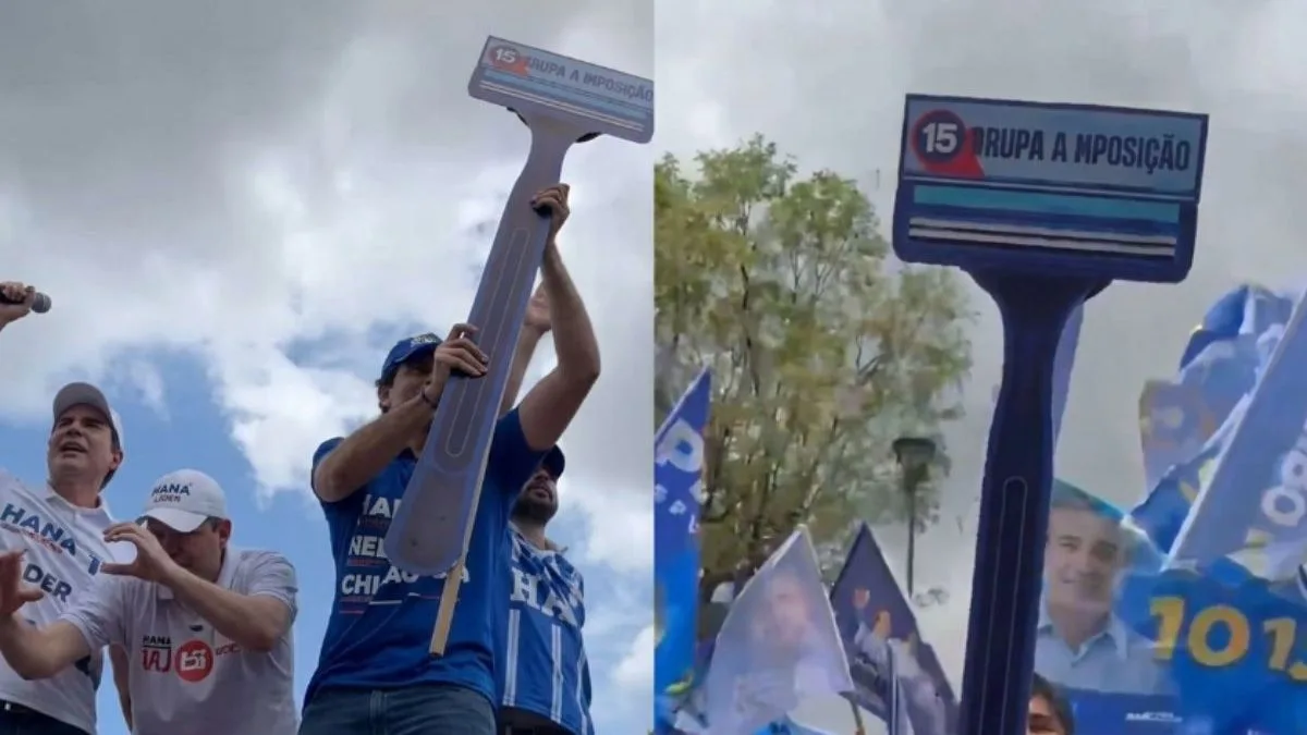 ‘Raspa a oposição’: MDB provoca Dr. Daniel com barbeador gigante durante carreata no Pará