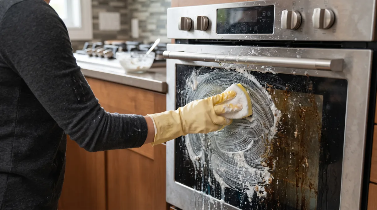 Adeus, gordura incrustada: o método da pasta de bicarbonato que limpa a porta de vidro do forno quase sem esfregar