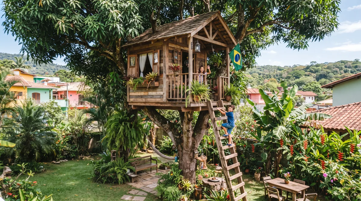 Quanto custa construir uma casinha de madeira suspensa no quintal para as crianças em 2026?