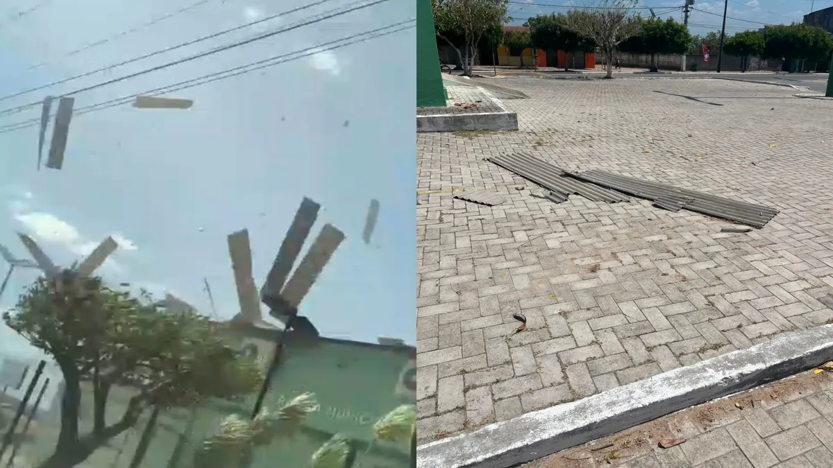 Vídeo: redemoinho arranca telhado de Câmara Municipal no interior do Ceará