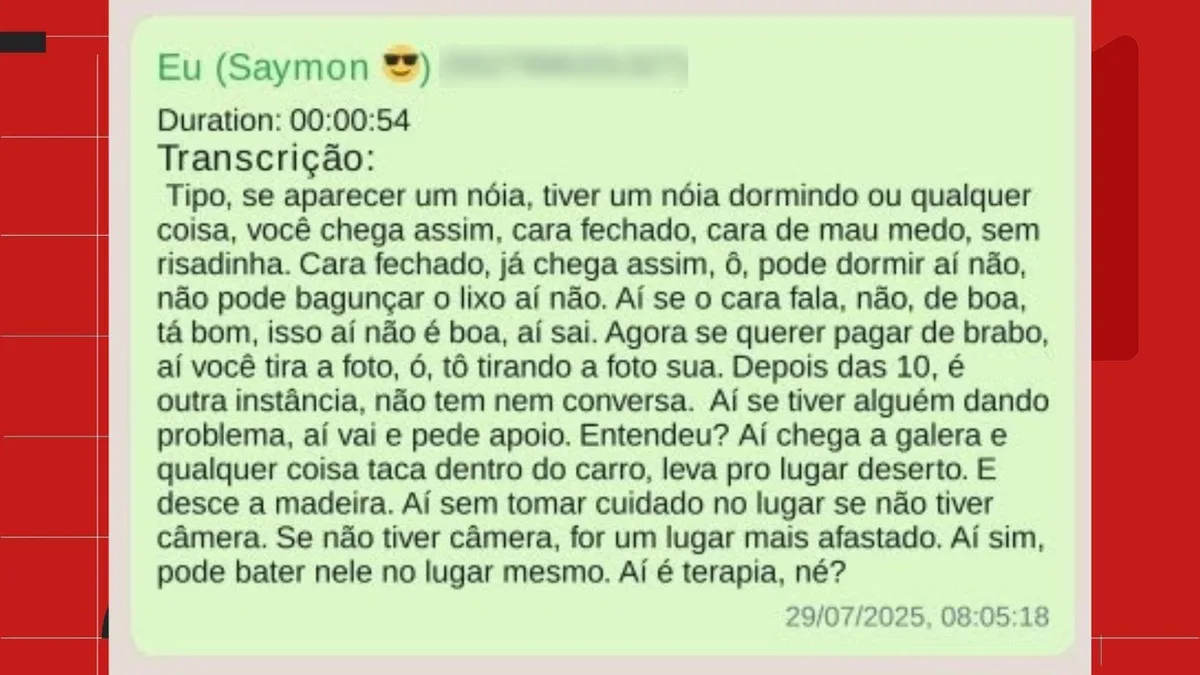 'Desce madeira. Aí é terapia': veja mensagens entre vigilantes presos por matar e torturar moradores em situação de rua no ES
