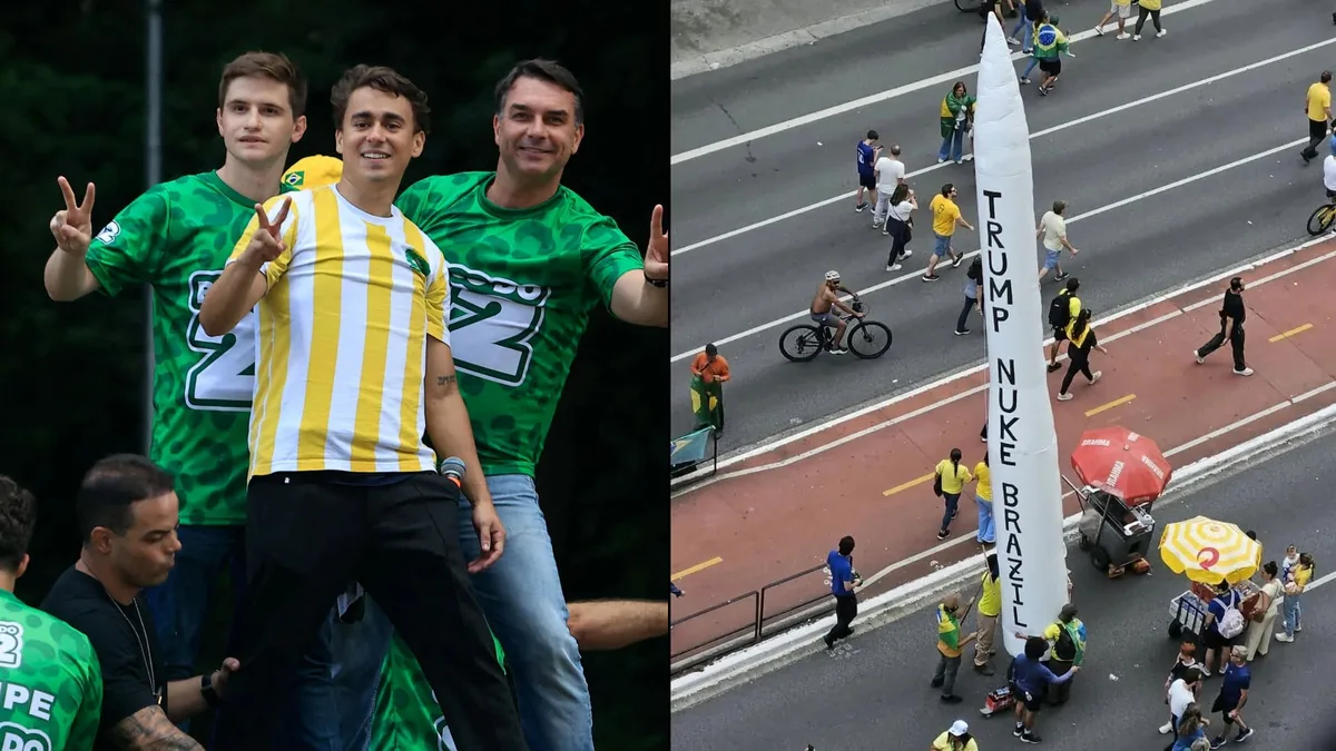 Flávio Bolsonaro manda esconder bandeira dos EUA e apoiadores pedem para Trump bombardear o Brasil em míssil